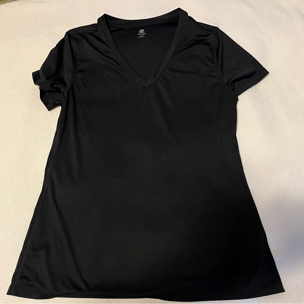 Champion Black Short Sleeve V Neck Women’s Shirt, Size XL